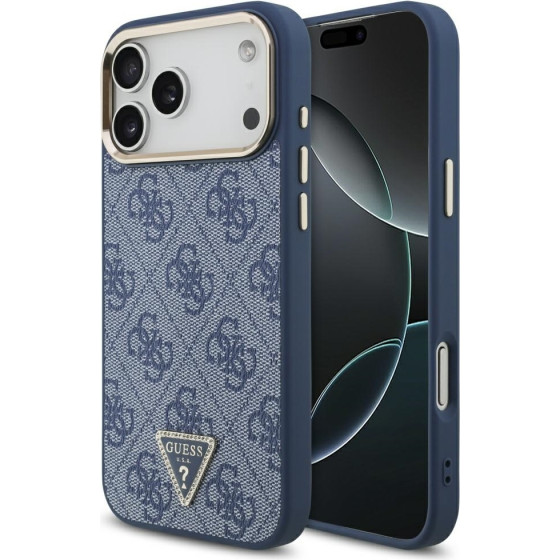 Guess Case 4G Triangle Logo MagSafe for iPhone 17 Pro Max blue gold - (GUHMP17XP4GTDGMB)