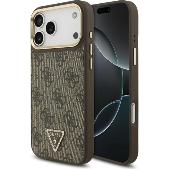 Guess Case 4G Triangle Logo MagSafe for iPhone 17 Pro Max brown gold - (GUHMP17XP4GTDGMW)