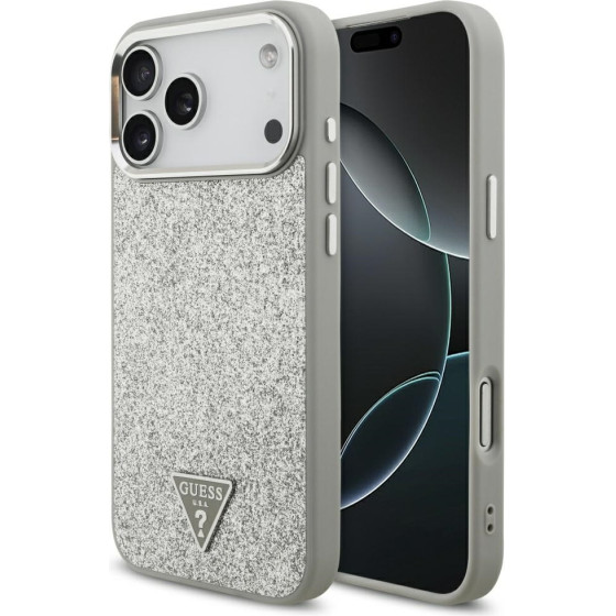 Guess Case Glitter Triangle Logo MagSafe for iPhone 17 Pro Max silver - (GUHMP17XPFGTSCMS)