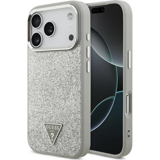 Guess Case Glitter Triangle Logo MagSafe for iPhone 17 Pro silver - (GUHMP17LPFGTSCMS)