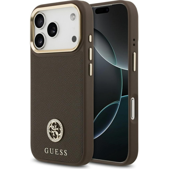 Guess Case Grained Strass Logo MagSafe for iPhone 17 Pro brown - (GUHMP17LPGCRMDEW)