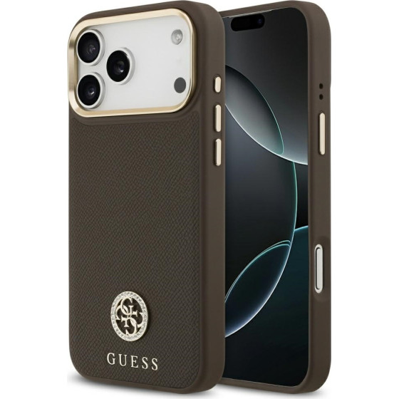 Guess Case Grained Strass Logo MagSafe for iPhone 17 Pro Max brown - (GUHMP17XPGCRMDEW)