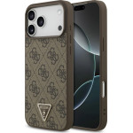 Guess Case Leather 4G Triangle Strass MagSafe for iPhone 17 Pro Max brown - (GUHMP17XP4TDPLW)