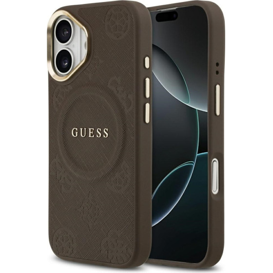 Guess Case Peony Hot Stamp MagSafe for iPhone 17 brown - (GUHMP17SPSAMSECW)