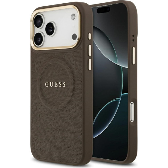 Guess Case Peony Hot Stamp MagSafe for iPhone 17 Pro Max brown - (GUHMP17XPSAMSECW)