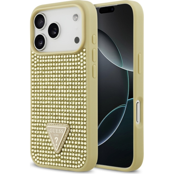Guess Case Rhinestone Triangle Logo for iPhone 17 Pro gold - (GUHCP17LHDGTPD)