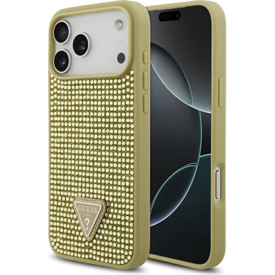 Guess Case Rhinestone Triangle Logo for iPhone 17 Pro Max gold - (GUHCP17XHDGTPD)