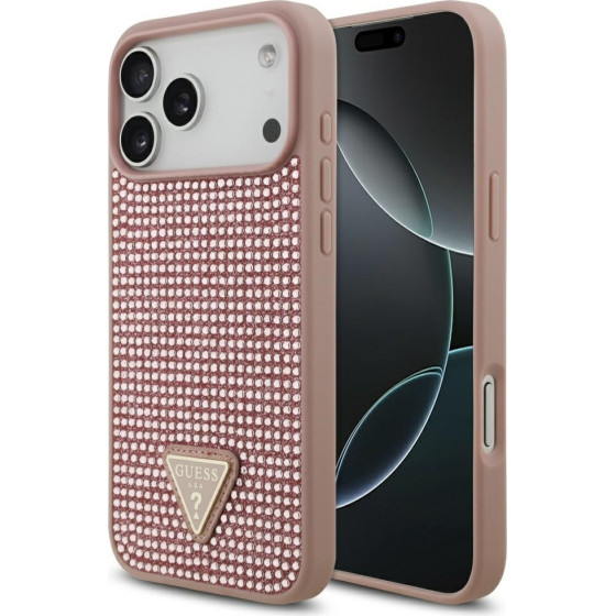Guess Case Rhinestone Triangle Logo for iPhone 17 Pro Max pink - (GUHCP17XHDGTPP)