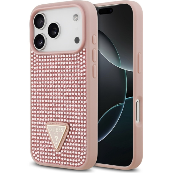 Guess Case Rhinestone Triangle Logo for iPhone 17 Pro pink - (GUHCP17LHDGTPP)