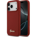 Guess Case Silicone Script Metal Logo MagSafe for iPhone 17 Pro magenta - (GUHMP17LSMBSLM)