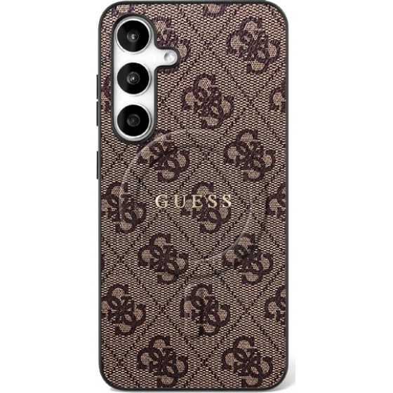 Guess Etui 4G Ring Classic Logo MagSafe do Samsung Galaxy S25 FE brazowy - (GUHMS25FEG4GFRW)