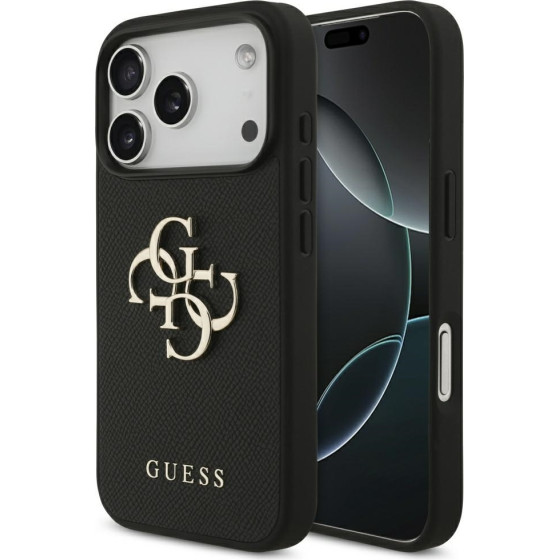 Guess Etui Grained Big 4G & Classic Logo do iPhone 17 Pro czarny - (GUHCP17LPGT4MBK)