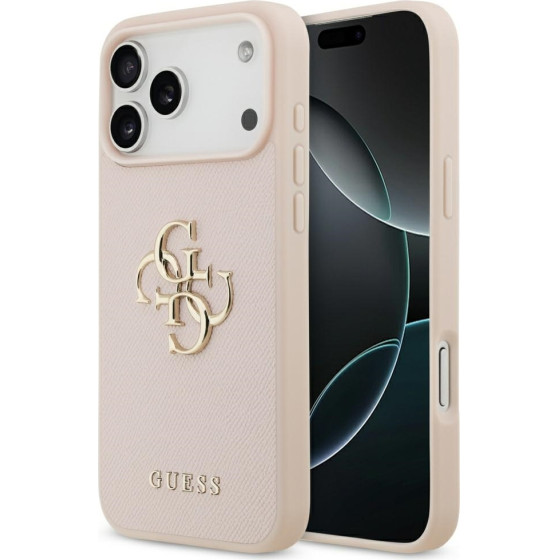 Guess Etui Grained Big 4G & Classic Logo do iPhone 17 Pro Max rozowy - (GUHCP17XPGT4MBP)