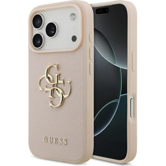 Guess Etui Grained Big 4G & Classic Logo do iPhone 17 Pro rozowy - (GUHCP17LPGT4MBP)
