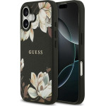 Guess Etui Grained Flowers Classic Logo MagSafe do iPhone 17 czarny - (GUHMP17SPGNMPLMK)