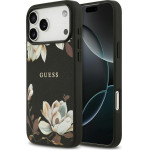 Guess Etui Grained Flowers Classic Logo MagSafe do iPhone 17 Pro Max czarny - (GUHMP17XPGNMPLMK)