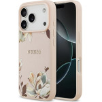 Guess Etui Grained Flowers Classic Logo MagSafe do iPhone 17 Pro rozowy - (GUHMP17LPGNMPLMP)