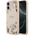 Guess Etui Grained Flowers Classic Logo MagSafe do iPhone 17 rozowy - (GUHMP17SPGNMPLMP)