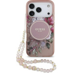 Guess Etui IML Flowers Pearl Strap MagSafe do iPhone 17 Pro rozowy - (GUHMP17LHFWBRCESP)