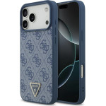 Guess Etui Leather 4G Triangle Strass MagSafe do iPhone 17 Pro Max niebieski - (GUHMP17XP4TDPLB)