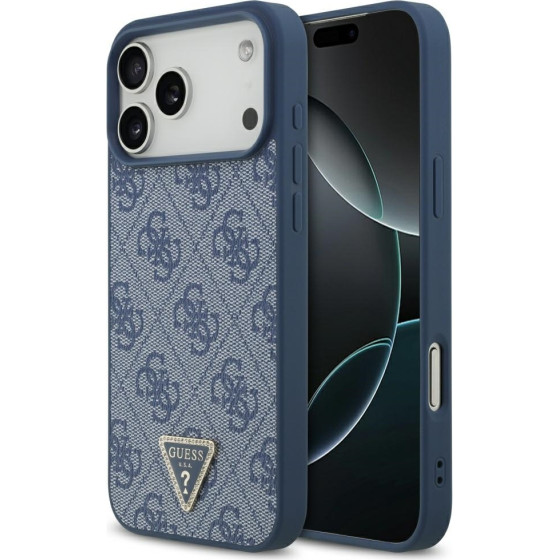 Guess Etui Leather 4G Triangle Strass MagSafe do iPhone 17 Pro Max niebieski - (GUHMP17XP4TDPLB)
