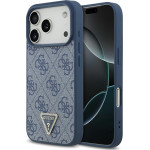 Guess Etui Leather 4G Triangle Strass MagSafe do iPhone 17 Pro niebieski - (GUHMP17LP4TDPLB)
