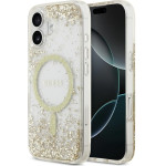 Guess Etui Resin Bottom Glitter MagSafe do iPhone 17 zloty - (GUHMP17SRGRGED)