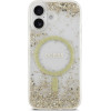 Guess Etui Resin Bottom Glitter MagSafe do iPhone 17 zloty - (GUHMP17SRGRGED)