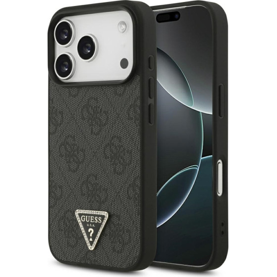 Guess Leather 4G Triangle Strass MagSafe case for iPhone 17 Pro black - (GUHMP17LP4TDPLK)