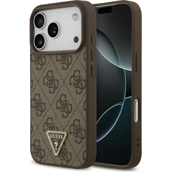 Guess Leather 4G Triangle Strass MagSafe case for iPhone 17 Pro brown - (GUHMP17LP4TDPLW)
