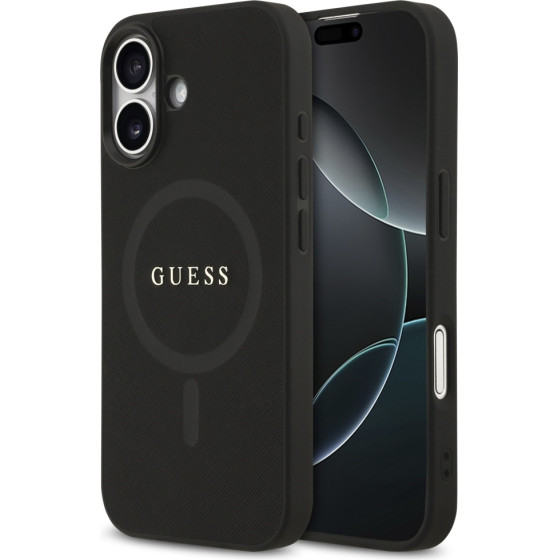 Guess Saffiano Classic Logo MagSafe Case for iPhone 17 Black - (GUHMP17SPSAHMCK)
