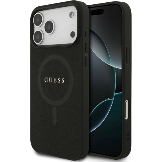 Guess Saffiano Classic Logo MagSafe Case for iPhone 17 Pro Max Black - (GUHMP17XPSAHMCK)
