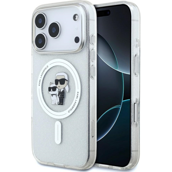 Karl Lagerfeld Etui IML Karl Choupette Glitter MagSafe do iPhone 17 Pro przezroczysty - (KLHMP17LHGKCNOT)