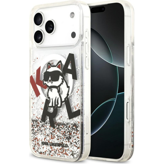 Karl Lagerfeld Etui Liquid Glitter Choupette Logo MagSafe do iPhone 17 Pro Max przezroczysty - (KLHMP17XLCHSCTDT)