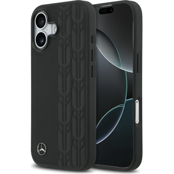 Mercedes Etui Leather Laurel Leaves MagSafe do iPhone 17 czarny - (MEHMP17S25RDSLAK)
