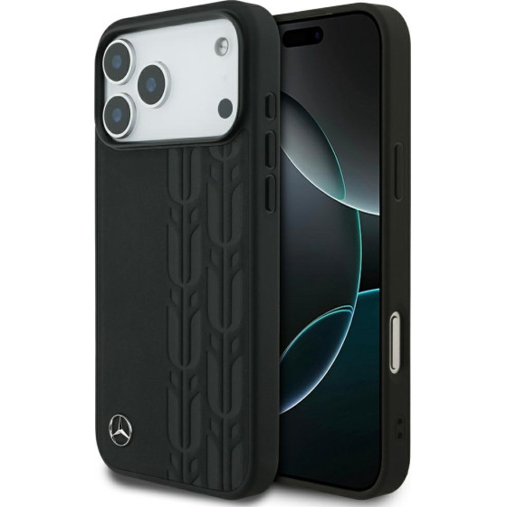 Mercedes Etui Leather Laurel Leaves MagSafe do iPhone 17 Pro Max czarny - (MEHMP17X25RDSLAK)