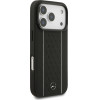 Mercedes Etui Leather Star Pattern Stripes MagSafe do iPhone 17 Pro czarny - (MEHMP17L25RPSLKH)