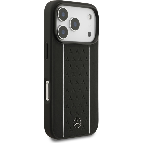 Mercedes Etui Leather Star Pattern Stripes MagSafe do iPhone 17 Pro czarny - (MEHMP17L25RPSLKH)