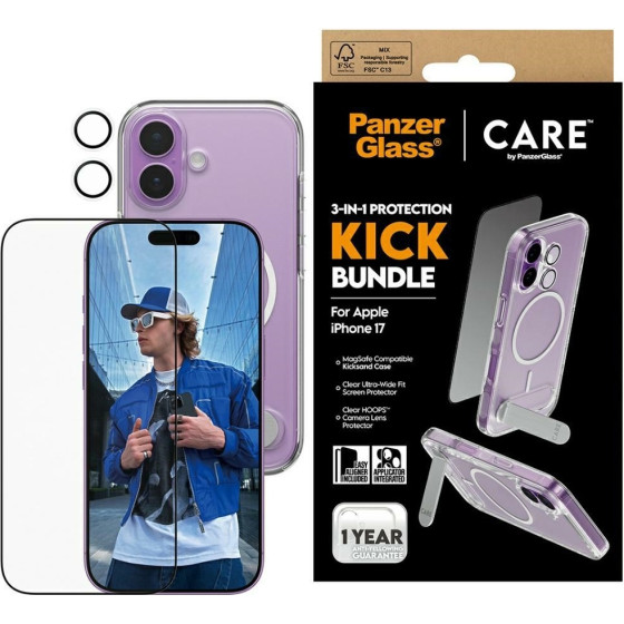 PanzerGlass CARE by Feature Kick 3in1 Case + Glass + Lens Protection Kit for iPhone 17 - (CR39233)