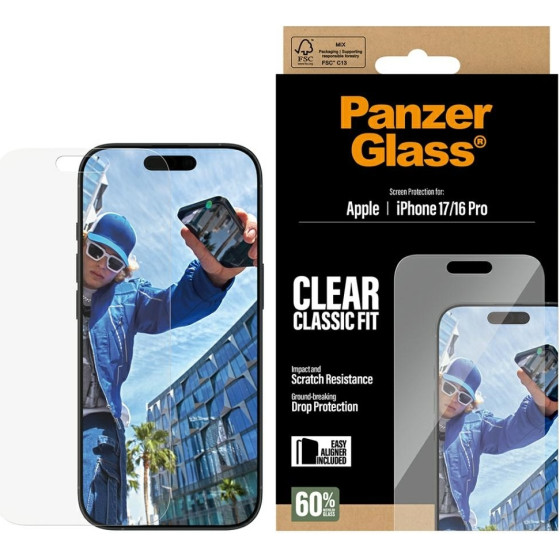 PanzerGlass Classic Fit EasyAligner Tempered Glass for iPhone 17 / 16 Pro - (PG97490)