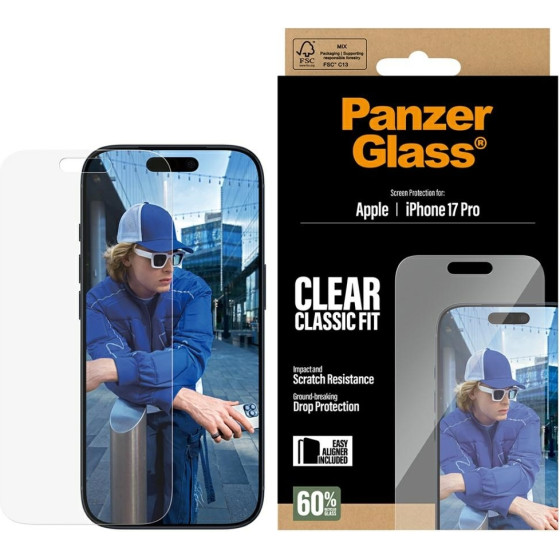 PanzerGlass Classic Fit EasyAligner Tempered Glass for iPhone 17 Pro - (PG55915)