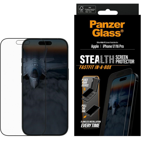 PanzerGlass Stealth Ultra-Wide Fit Fastfit Tempered Glass for iPhone 17 / 16 Pro - (PG54911)