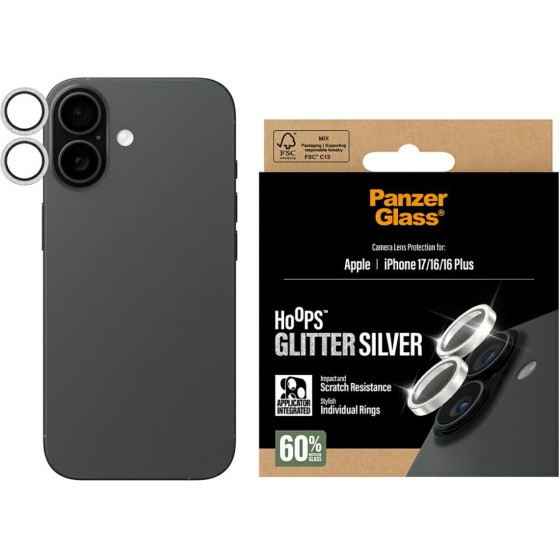 PanzerGlass Tempered glass lens protector Hoops Glitter for iPhone 17 / 16 / 16 Plus silver - (PG32465)