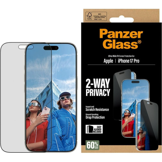 PanzerGlass Ultra-Wide Fit EasyAligner Privacy Glass for iPhone 17 Pro - (PG25586)