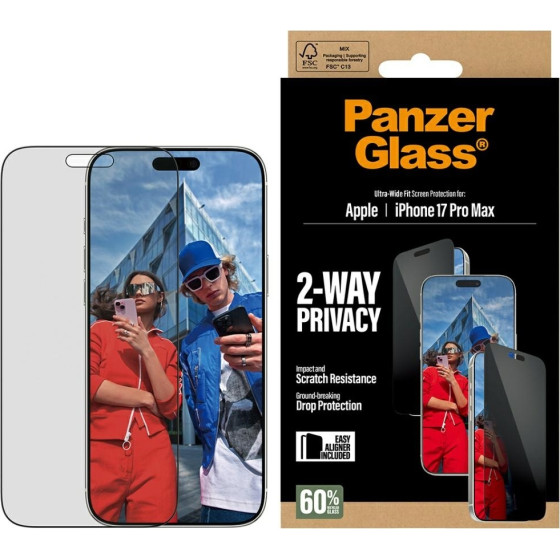 PanzerGlass Ultra-Wide Fit EasyAligner Privacy Glass for iPhone 17 Pro Max - (PG75492)