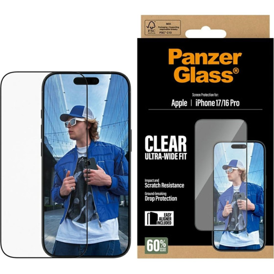 PanzerGlass Ultra-Wide Fit EasyAligner Tempered Glass for iPhone 17 / 16 Pro - (PG30687)