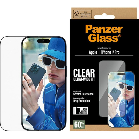PanzerGlass Ultra-Wide Fit EasyAligner Tempered Glass for iPhone 17 Pro - (PG99748)