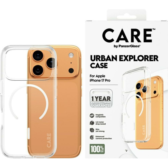 PanzerGlass CARE by Flagship Urban Explorer Case w. White MagSafe for iPhone 17 Pro Clear - (CR29887)