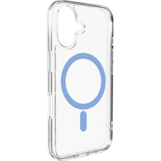 Puro Lite Mag TPU+PC Case Compatible with MagSafe for iPhone 17 - Transparent with Blue Ring - (PUIPC1763LITEMBLUE)