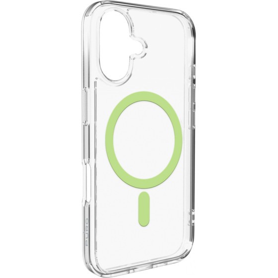 Puro Lite Mag TPU+PC Case Compatible with MagSafe for iPhone 17 - Transparent with Green Ring - (PUIPC1763LITEMGRN)